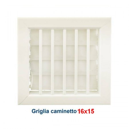 Griglia Bocchetta 16x16cm BIANCA Regolabile con Serranda per Caminetto